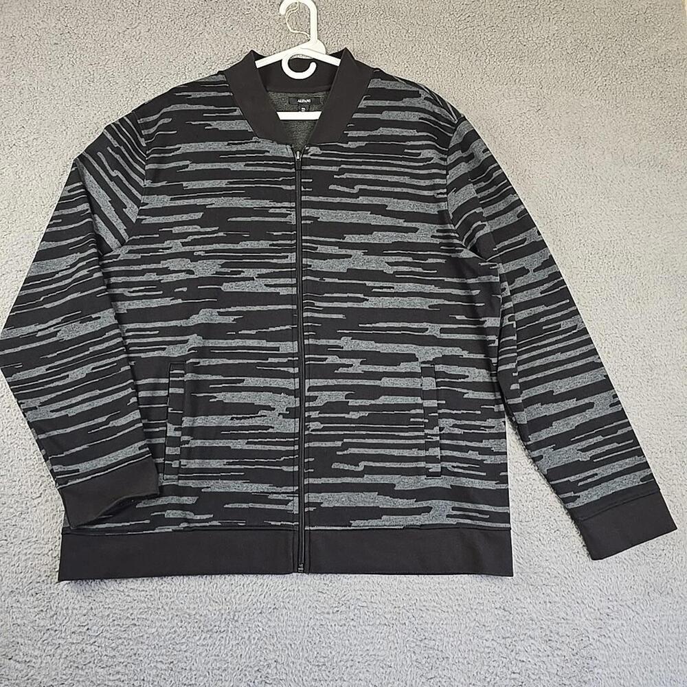 Alfani Mens Abstract-Print Bomber Jacket Gray Black XXL
